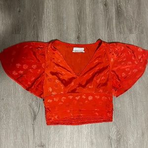 Urban Outfitters cropped silk printed top